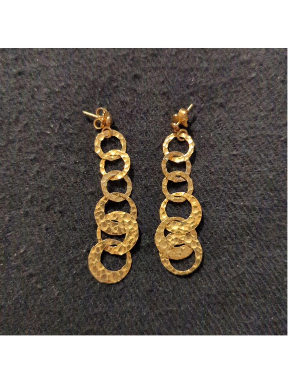 Veronese 925 Gold over Sterling Hammered Link Drop Statement Earrings